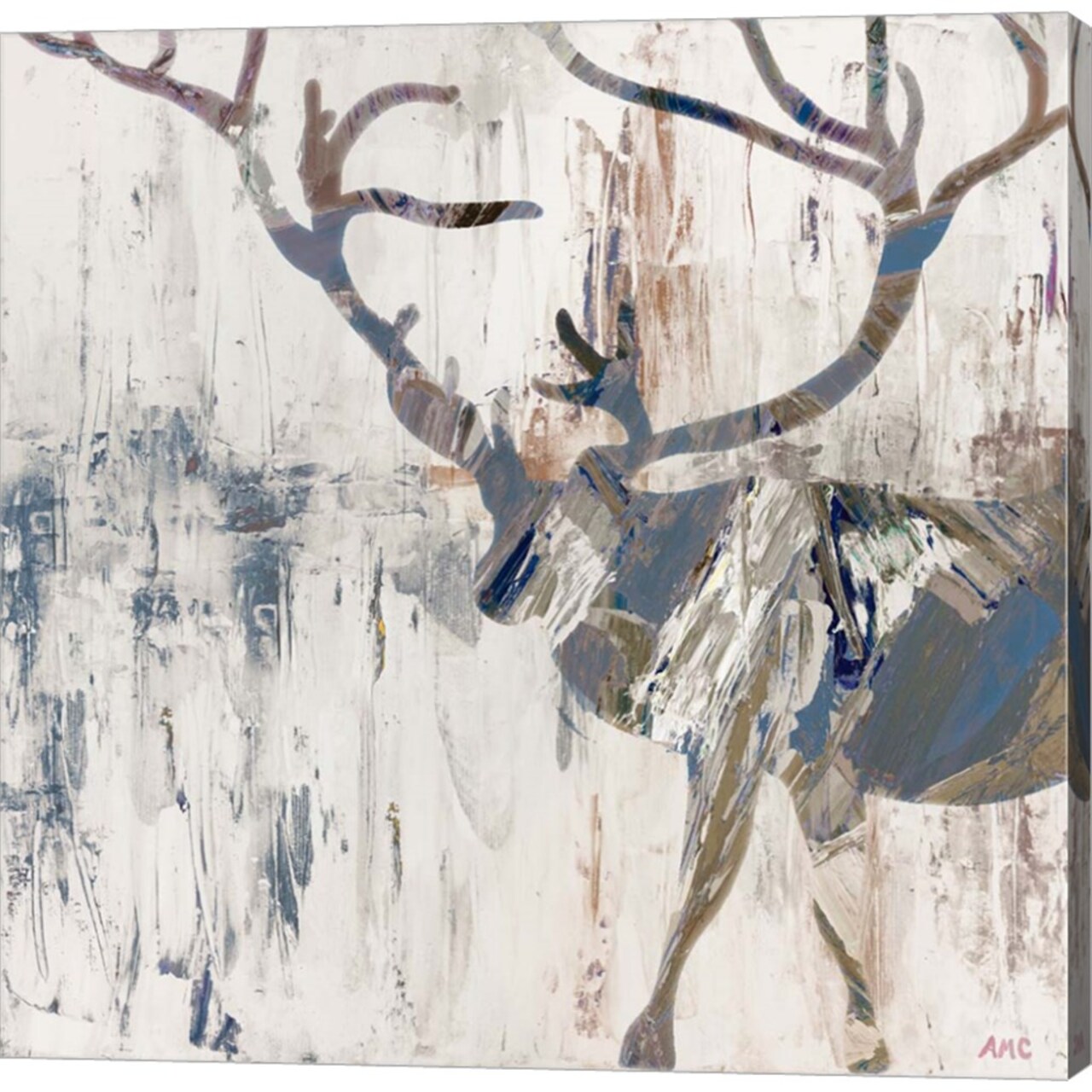 Neutral Rhizome Deer by Ann Marie Coolick 12" x 12" Canvas Wall Art